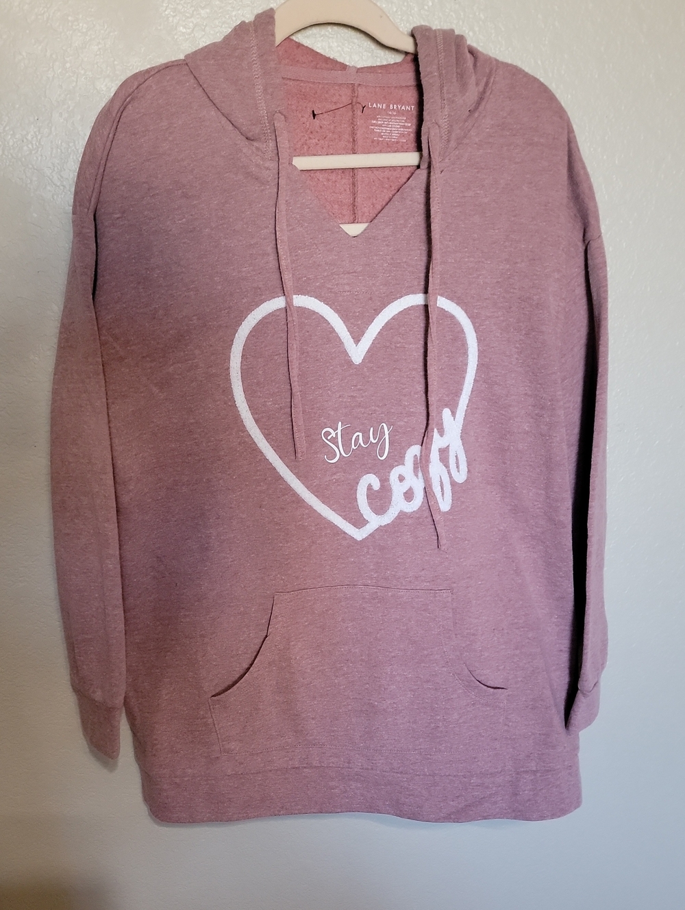 Lane Bryant Mauve Pink 'Stay Cozy' Heart Pullover Hoodie